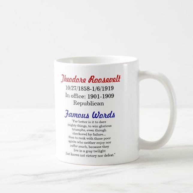 Theodore Roosevelt Quote Mug (Right)
