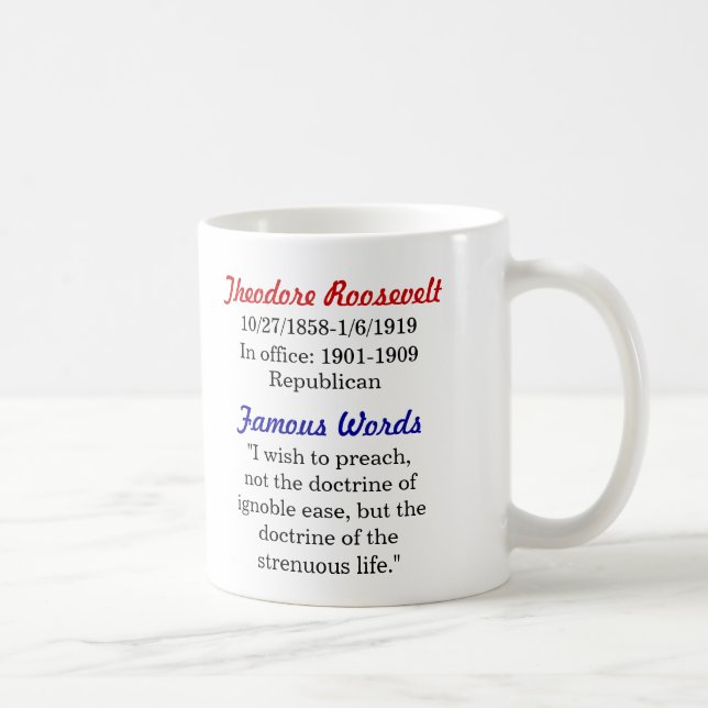 Theodore Roosevelt Quote Mug (Right)