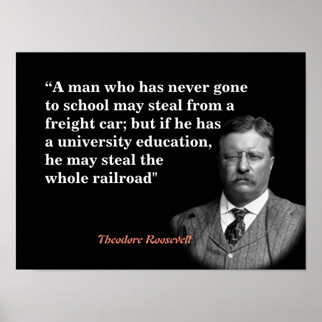 Theodore Roosevelt Quote On Education And Railroad Poster (Front)