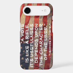Theodore Roosevelt Quote Over Flag Background
