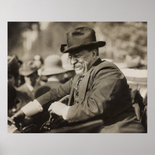 Theodore Roosevelt Smiling in Car Poster