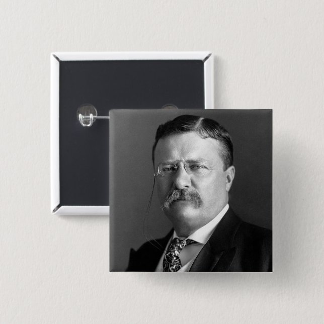 Theodore Roosevelt Teddy President Republican 15 Cm Square Badge (Front & Back)
