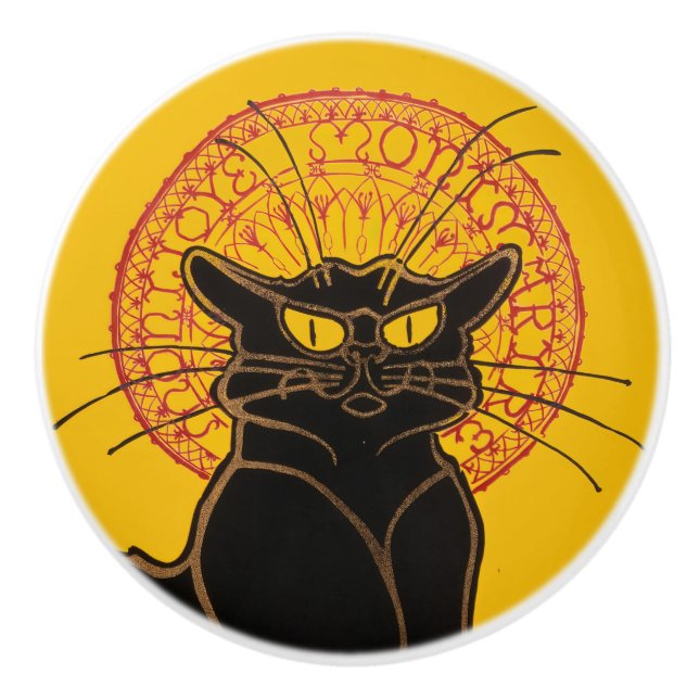 Theophile Steinlen - Le Chat Noir Vintage Ceramic Knob (Front)
