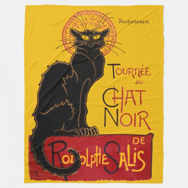 Theophile Steinlen - Le Chat Noir Vintage Fleece Blanket (Front)