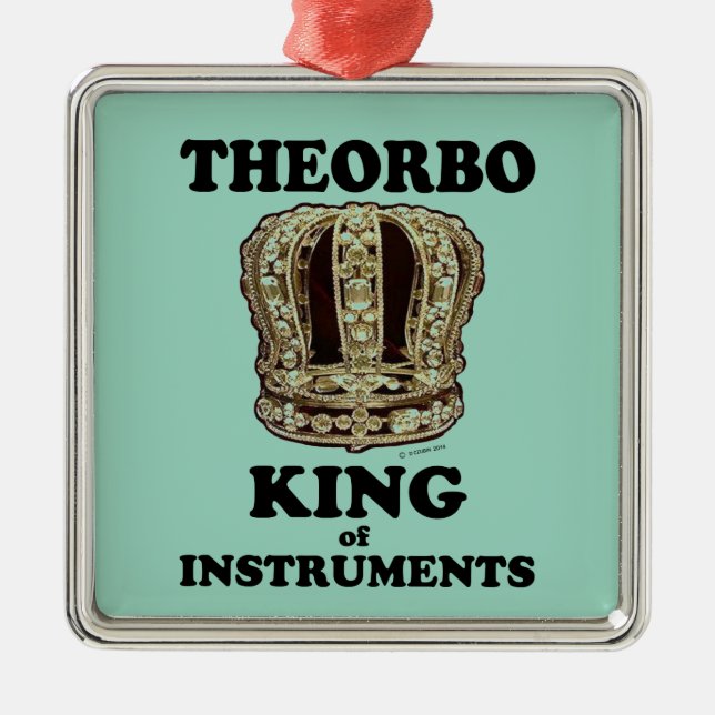 Theorbo King of Instruments Metal Tree Decoration (Front)