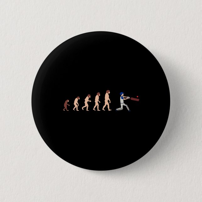 Theory Of Evolution Cricket Player Funny  6 Cm Round Badge (Front)