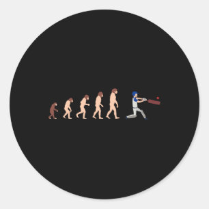 Theory Of Evolution Cricket Player Funny Classic Round Sticker