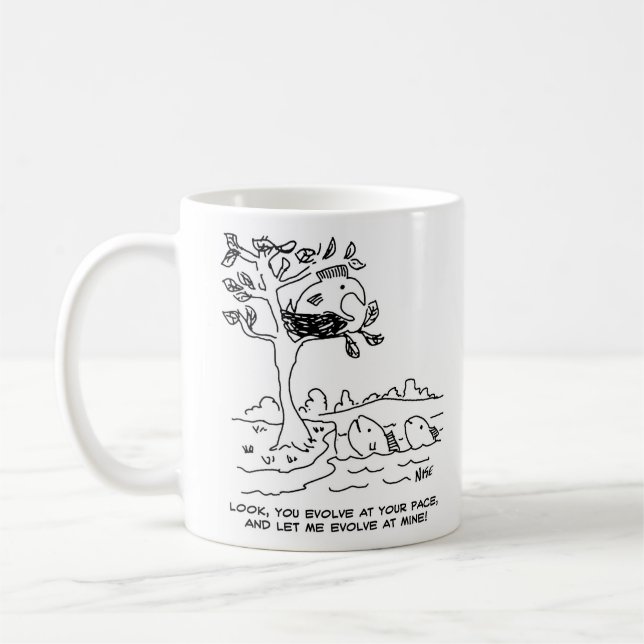 Theory of Evolution. Fish in a Nest Coffee Mug (Left)