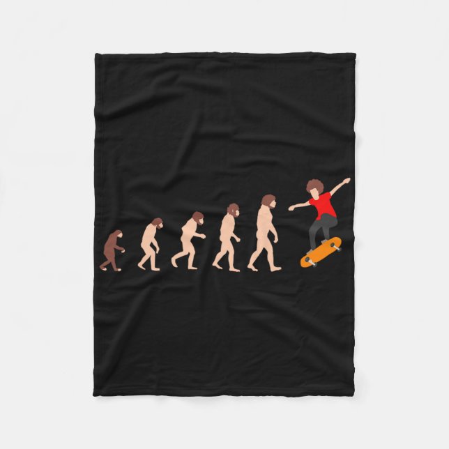Theory Of Evolution Skateboarding Funny  Fleece Blanket (Front)