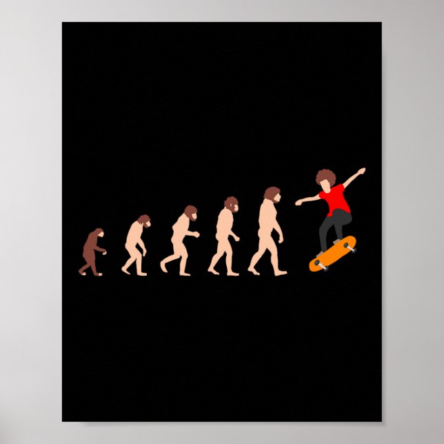 Theory Of Evolution Skateboarding Funny  Poster (Front)