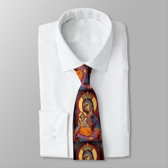 Theotkos Mary Holding Baby Jesus Tie (Tied)