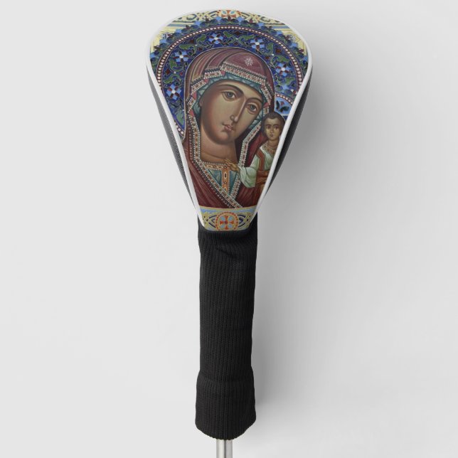 Theotokos and Christ Child with Ornate Frame  Golf Head Cover (Front)