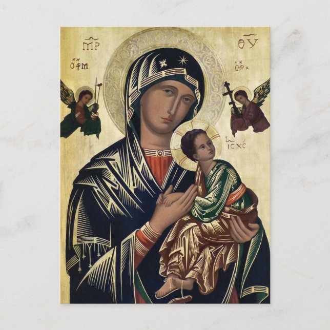 Theotokos and Infant Jesus Orthodox Christian Icon Postcard (Front)