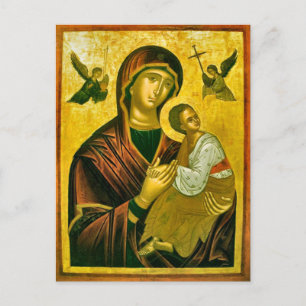 Theotokos and the Christ Child with Angels Icon Postcard