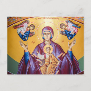 Theotokos and the Christ Child with Angels Icon Postcard