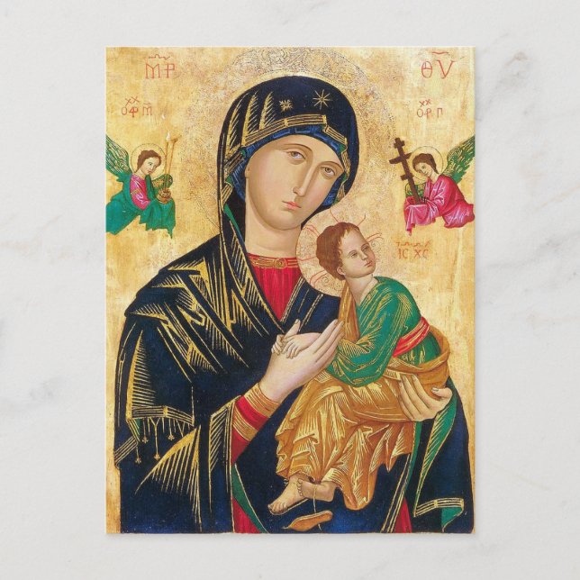 Theotokos Baby Jesus and Angels Icon Postcard (Front)
