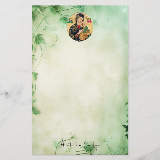 Theotokos Christ Child and Angels Orthodox  Stationery (Front)