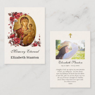 Theotokos Christ Child Photo Memorial Prayer Card