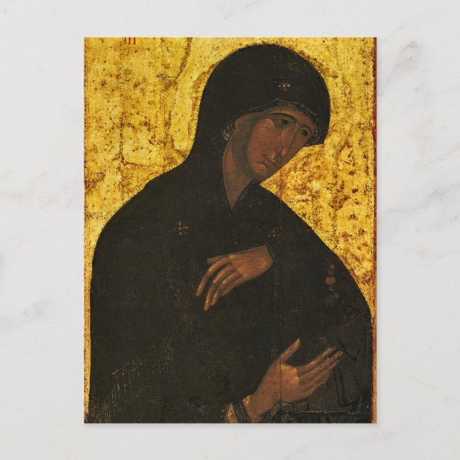 Theotokos from Vysotsky Chin Orthodox Icon Postcard (Front)