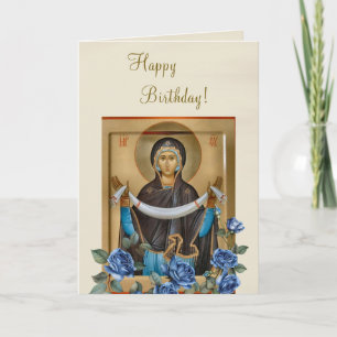 Theotokos Holy Protection Icon Birthday       Card