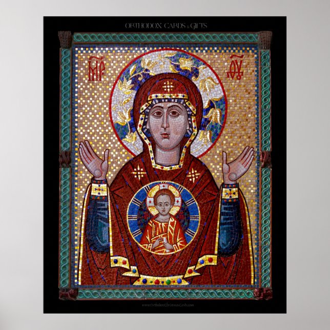 Theotokos "of the Sign" mosaic Icon Poster (Front)