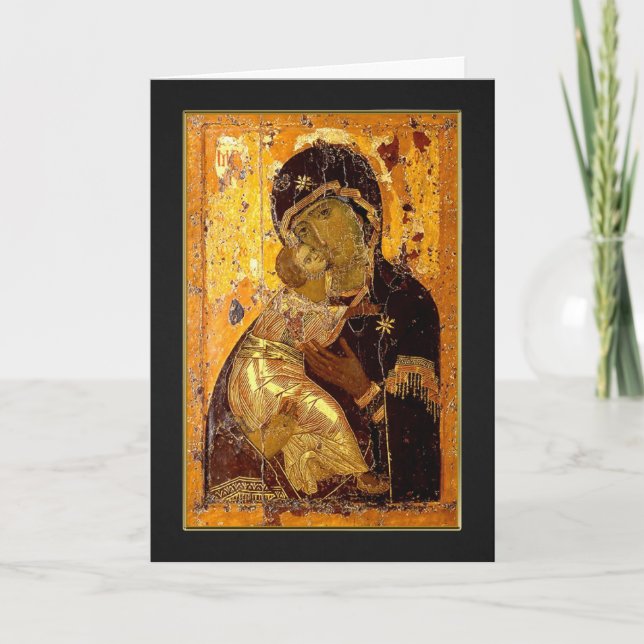 Theotokos of Vladimir Christmas Folded Card (Front)