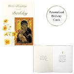 Theotokos of Vladimir Icon Orthodox Birthday Card<br><div class="desc">Theotokos of Vladimir with the Christ Child icon with beautiful golden flowers Orthodox Christian birthday card.  Customise with all of your personal details and preferences.  Please contact us with any questions you may have.  Thank you!</div>