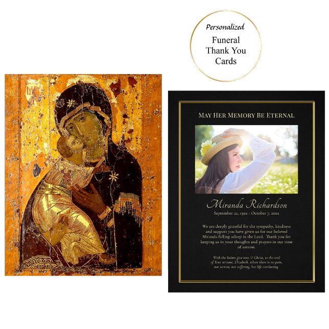 Theotokos of Vladimir Orthodox Christian Funeral Thank You Card (Creator Uploaded)