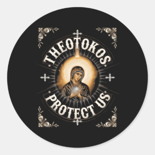 Theotokos Protect Us Orthodox Christian Holy Mary Classic Round Sticker