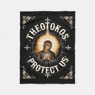 Theotokos Protect Us Orthodox Christian Holy Mary  Fleece Blanket