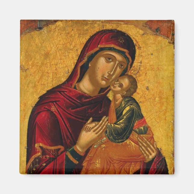 Theotokos (Virgin Mary) and Christ Child Icon Magnet (Front)