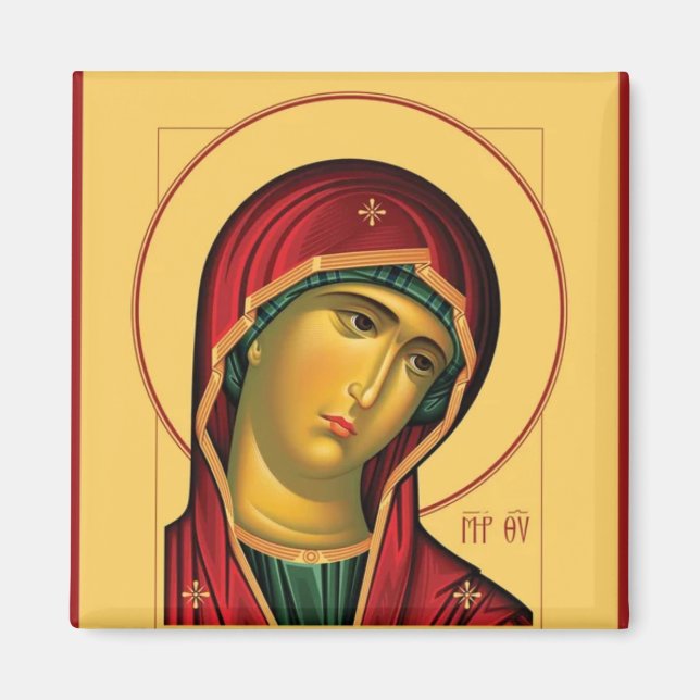 Theotokos (Virgin Mary) Orthodox Christian Icon Magnet (Front)