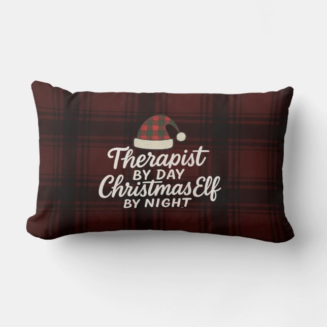 Therapist by Day, Christmas Elf by Night Custom Lumbar Cushion (Front)