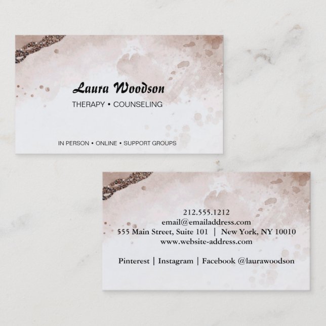 Therapist Counsellor Abstract Watercolor Shapes Business Card (Front/Back)