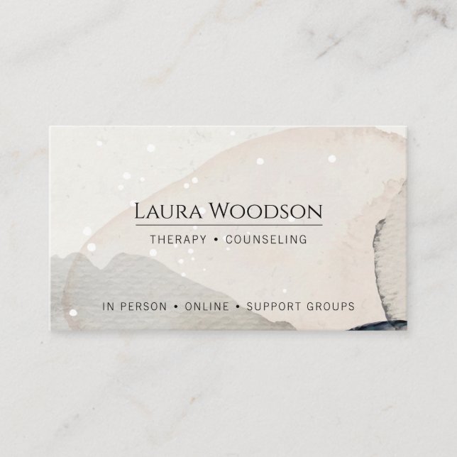 Therapist Counsellor Abstract Watercolor Shapes  Business Card (Front)