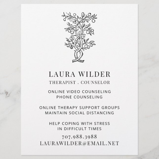 Therapist Counsellor Online By Phone Flyer (Front)