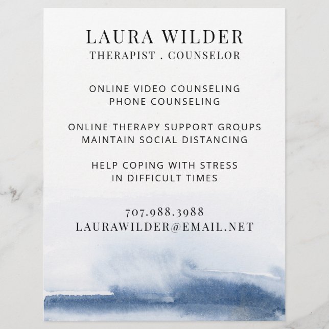 Therapist Counsellor Online Or By Phone Flyer (Front)