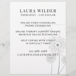 Therapist Counsellor Online Or By Phone Flyer