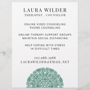 Therapist Counsellor Online Or By Phone Flyer