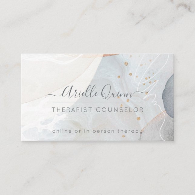 Therapist Counsellor Serene Abstract Watercolor Business Card (Front)