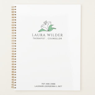 Therapist Counsellor Serene White Flower Business  Planner