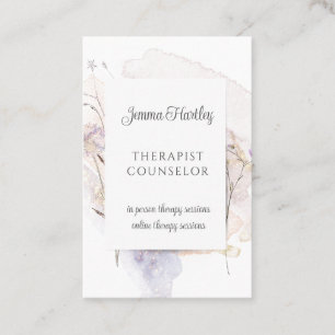 Therapist Counsellor Serene Wild Flowers Watercolo Business Card
