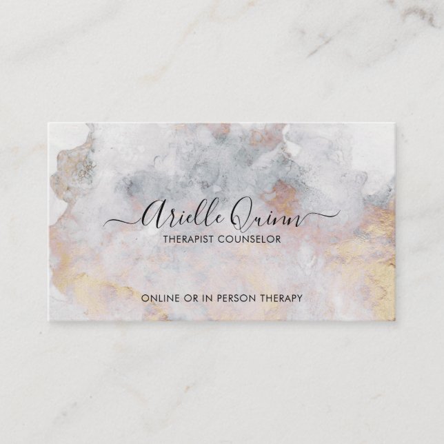 Therapist Counselor Abstract Watercolor Iridescent Business Card (Front)