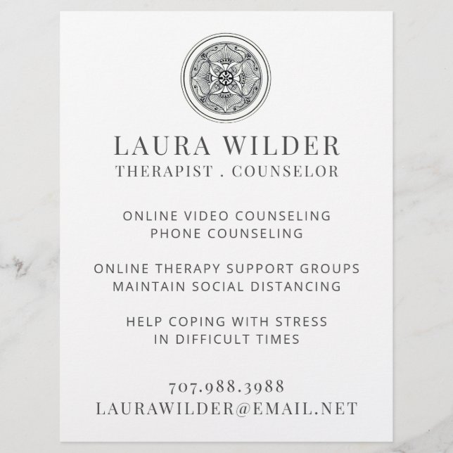 Therapist Counselor Online Or By Phone Flyer (Front)