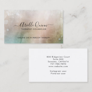 Therapist Counselor Serene Abstract Watercolor Business Card