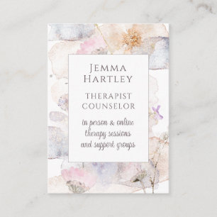 Therapist Counselor Serene Flower Watercolor Wash  Business Card