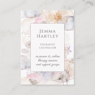 Therapist Counselor Serene Flower Watercolor Wash Business Card