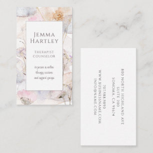 Therapist Counselor Serene Flower Watercolor Wash  Business Card
