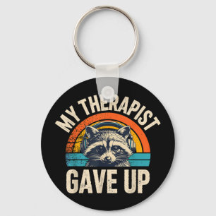 Therapist gave up racoon with headphones retroThe Key Ring