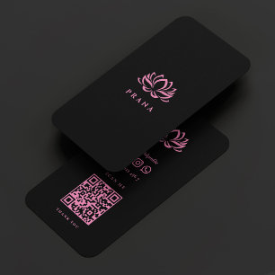 Therapist Massage Therapy Black Pink Lotus Modern Business Card